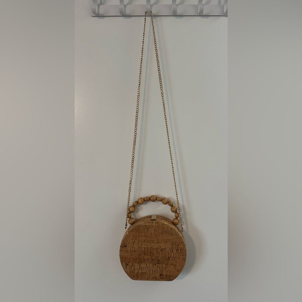 Elegant Tan Wooden Handle Bag
